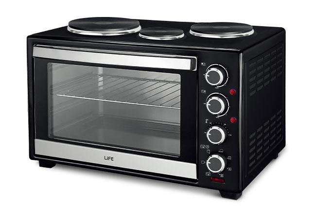 LIFE 221-0538 483 Ηλεκτρικό Κουζινάκι 48Lt & 3 Εστίες 3200W Black