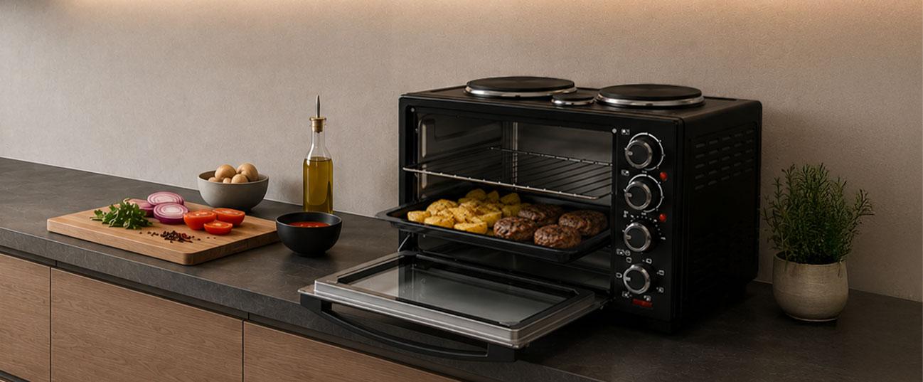LIFE 221-0538 483 Ηλεκτρικό Κουζινάκι 48Lt & 3 Εστίες 3200W Black