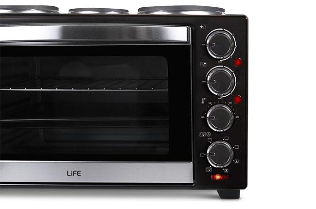 LIFE 221-0538 483 Ηλεκτρικό Κουζινάκι 48Lt & 3 Εστίες 3200W Black