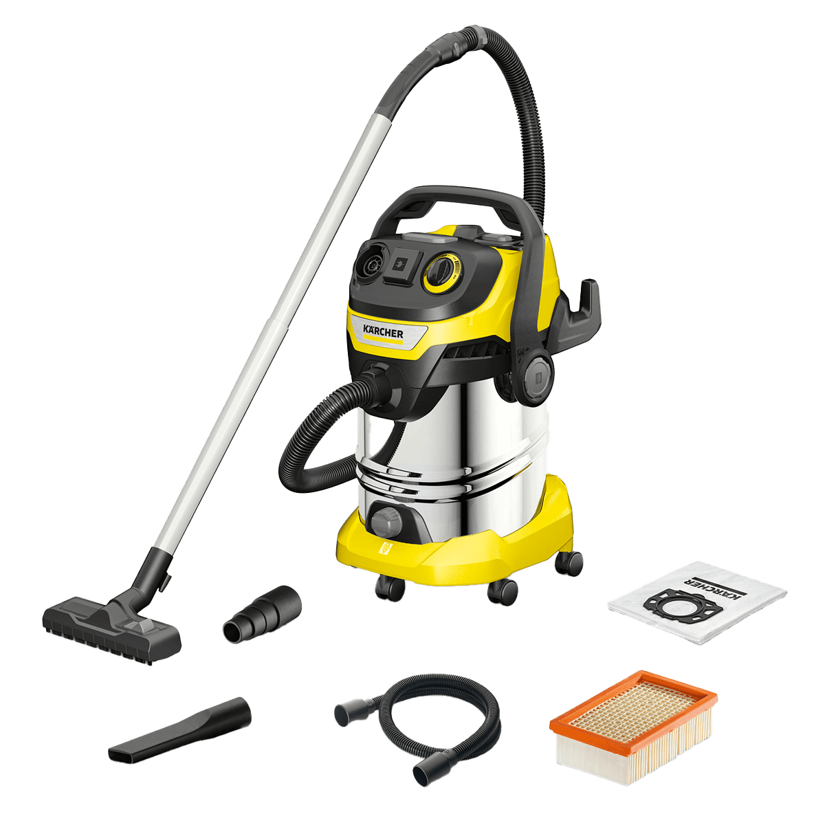 KARCHER 1.628-360.0 6 P S V-30/6/22/T Σκούπα Υγρών και Στερεών 1300W Κίτρινο/ Ασημί