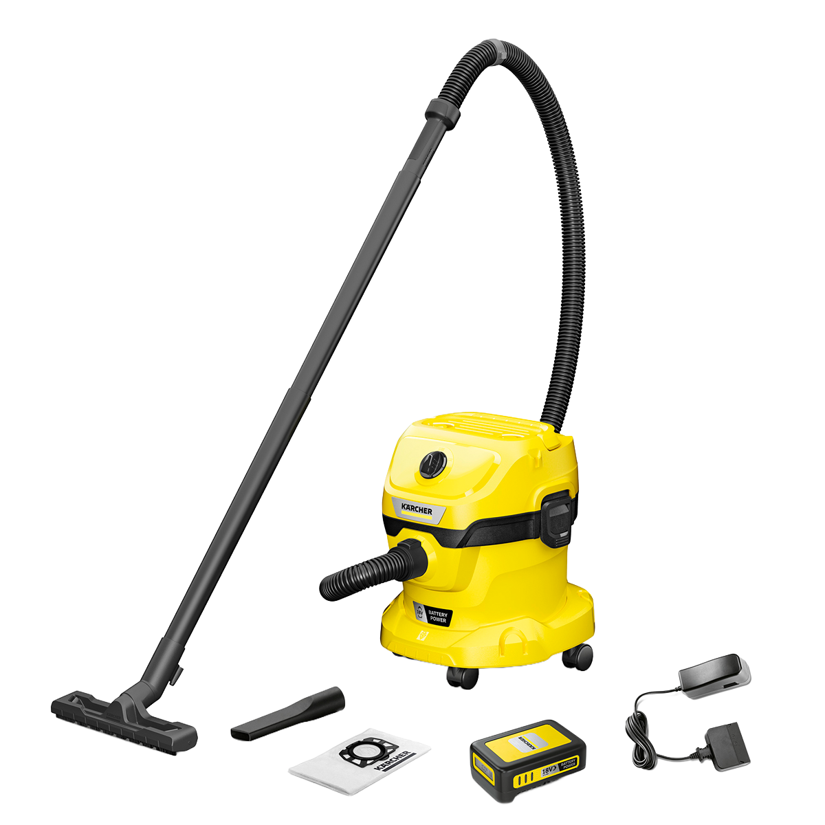 KARCHER 1.628-501.0 WD 2-8 Wet & Dry Σκούπα Υγρών & Στερεών με Μπαταρία 70W Κίτρινο