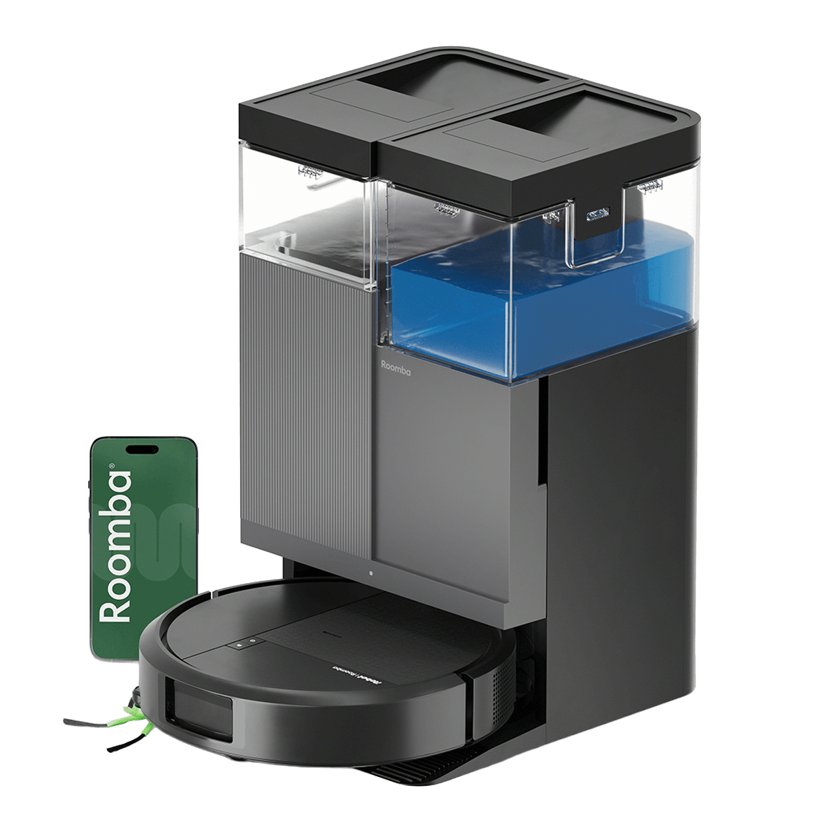 iRobot Roomba Plus Combo 415 + Βάση AutoWash Σκούπα Ρομπότ για Σκούπισμα και Σφουγγάρισμα Μαύρη