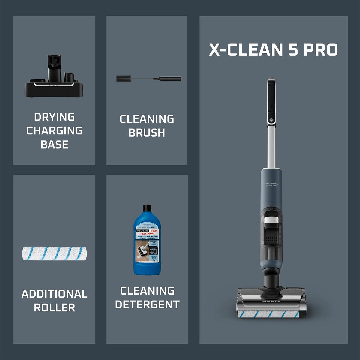 ROWENTA RH6A42WO X-Clean 5 Pro Ασύρματη Σκούπα Stick 2-in-1 Wet & Dry Μπλε - 4