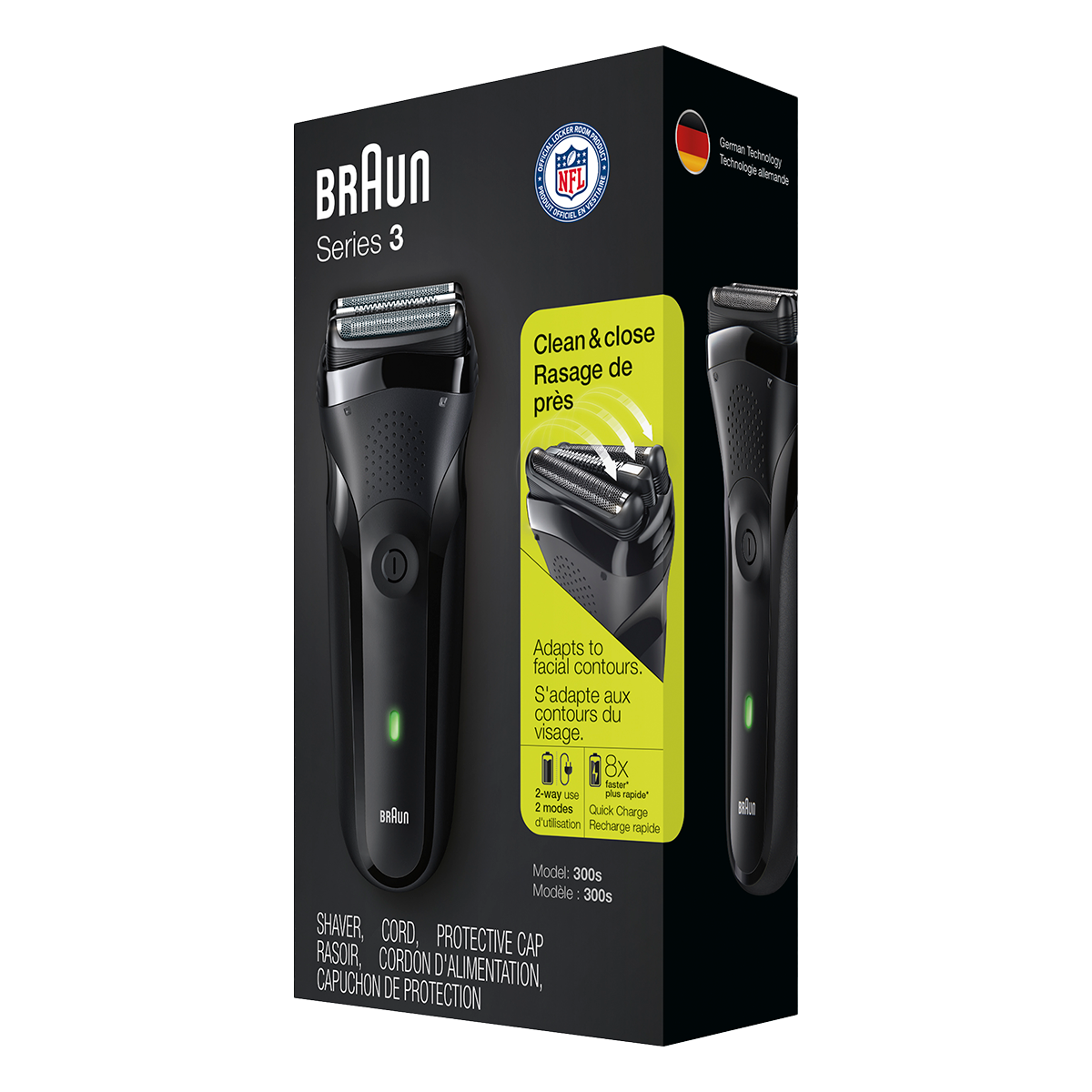 BRAUN 300BLK Series 3 Ξυριστική Μηχανή Επαναφορτιζόμενη Μαύρο - 5