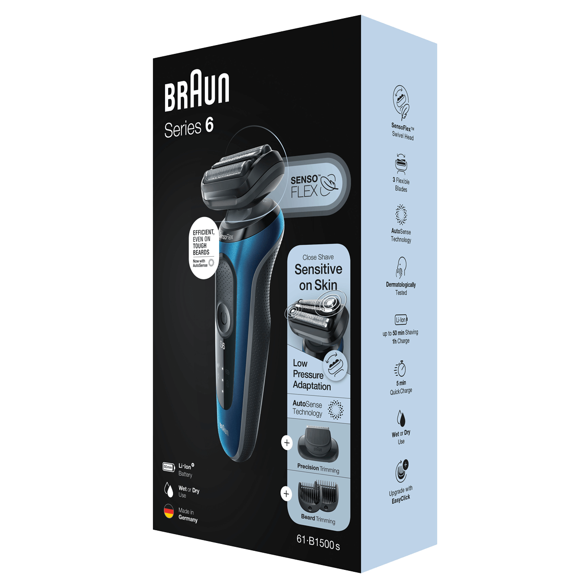 BRAUN 61-B1500S SensoFlex Series 6 Ξυριστική Μηχανή Μπλε - 3