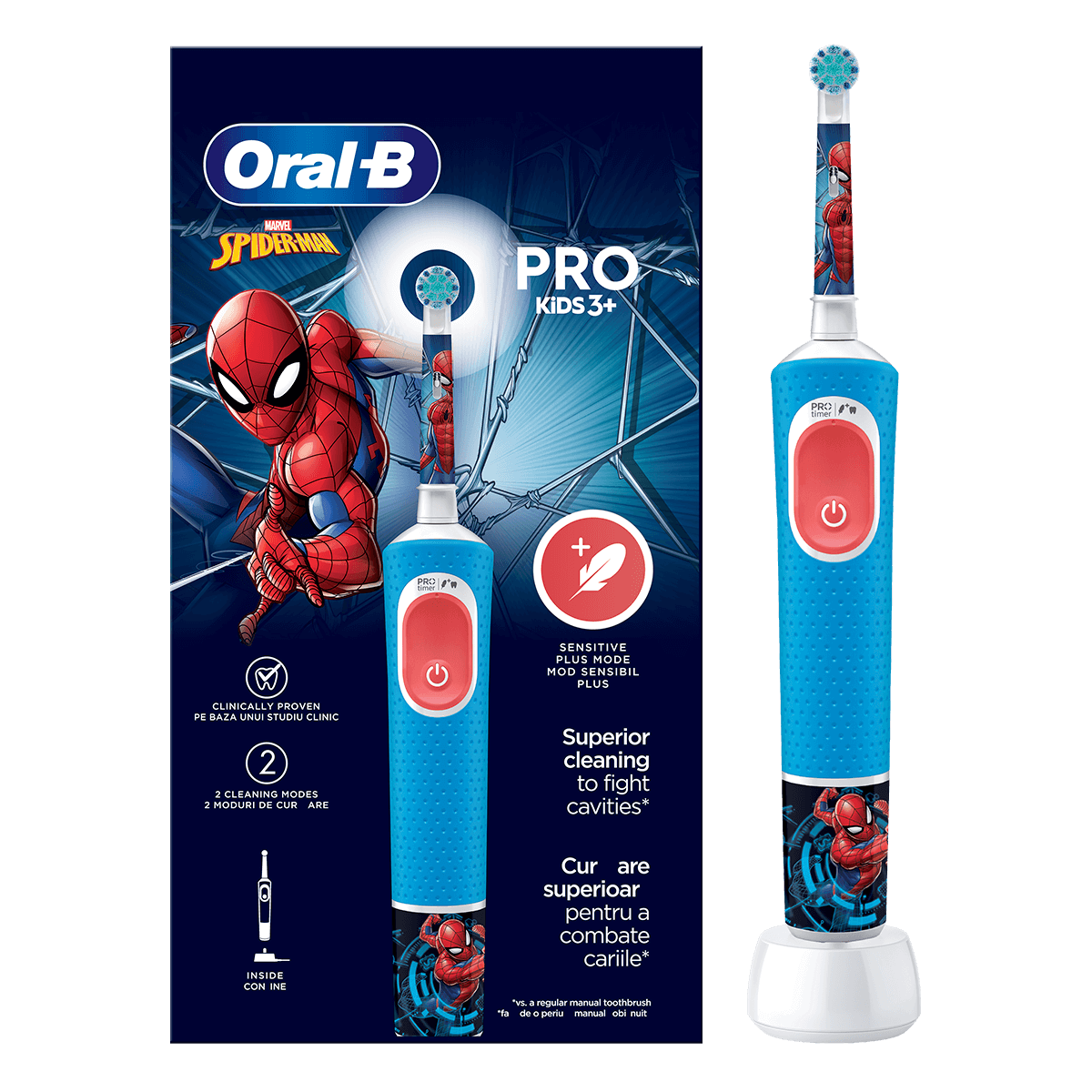 ORAL-B Vitality Pro Kids Ηλεκτρική Οδοντόβουρτσα Spiderman Μπλε - 2