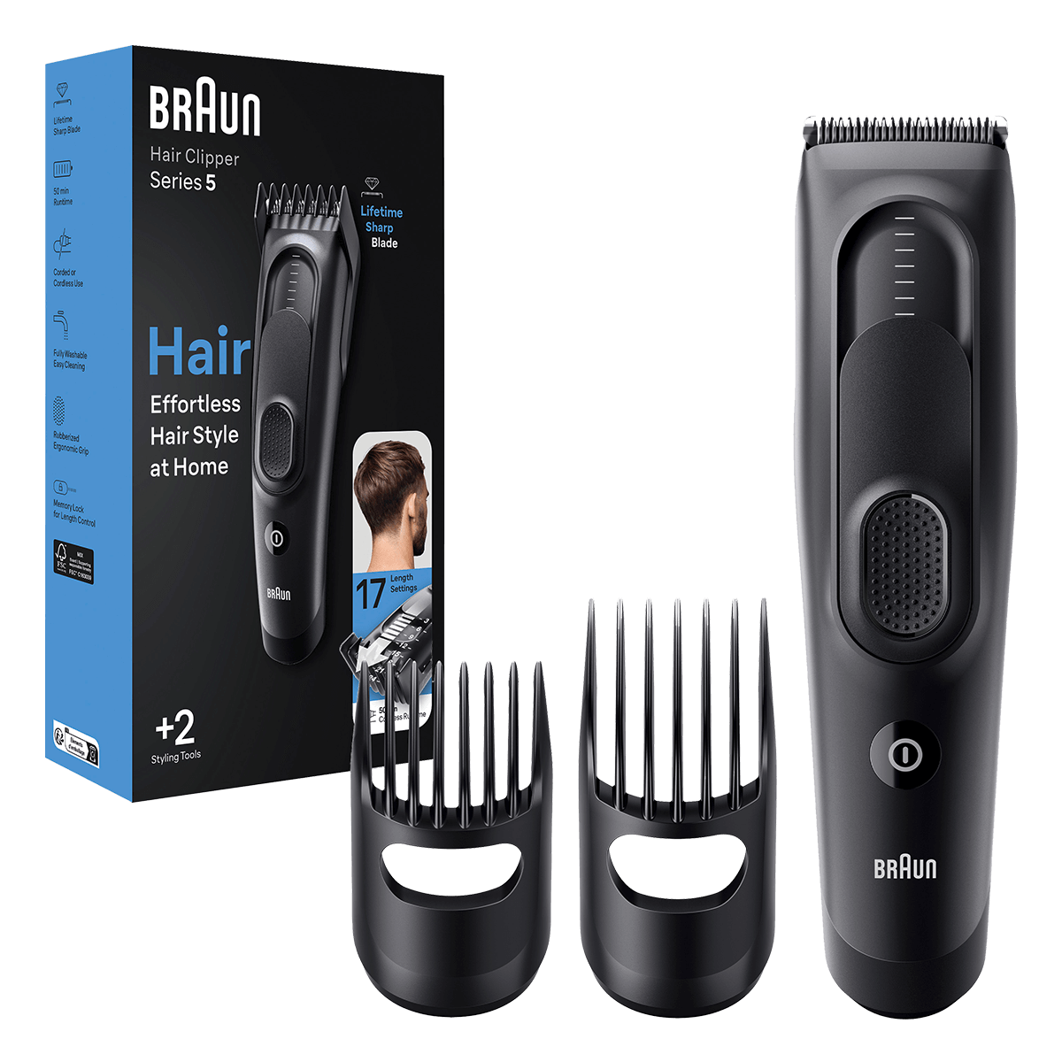 BRAUN HC 5330 Κουρευτική Μηχανή Μαύρο - 2