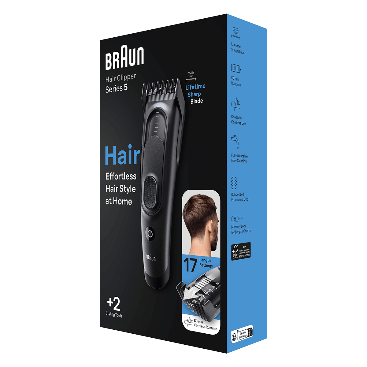 BRAUN HC 5330 Κουρευτική Μηχανή Μαύρο - 3