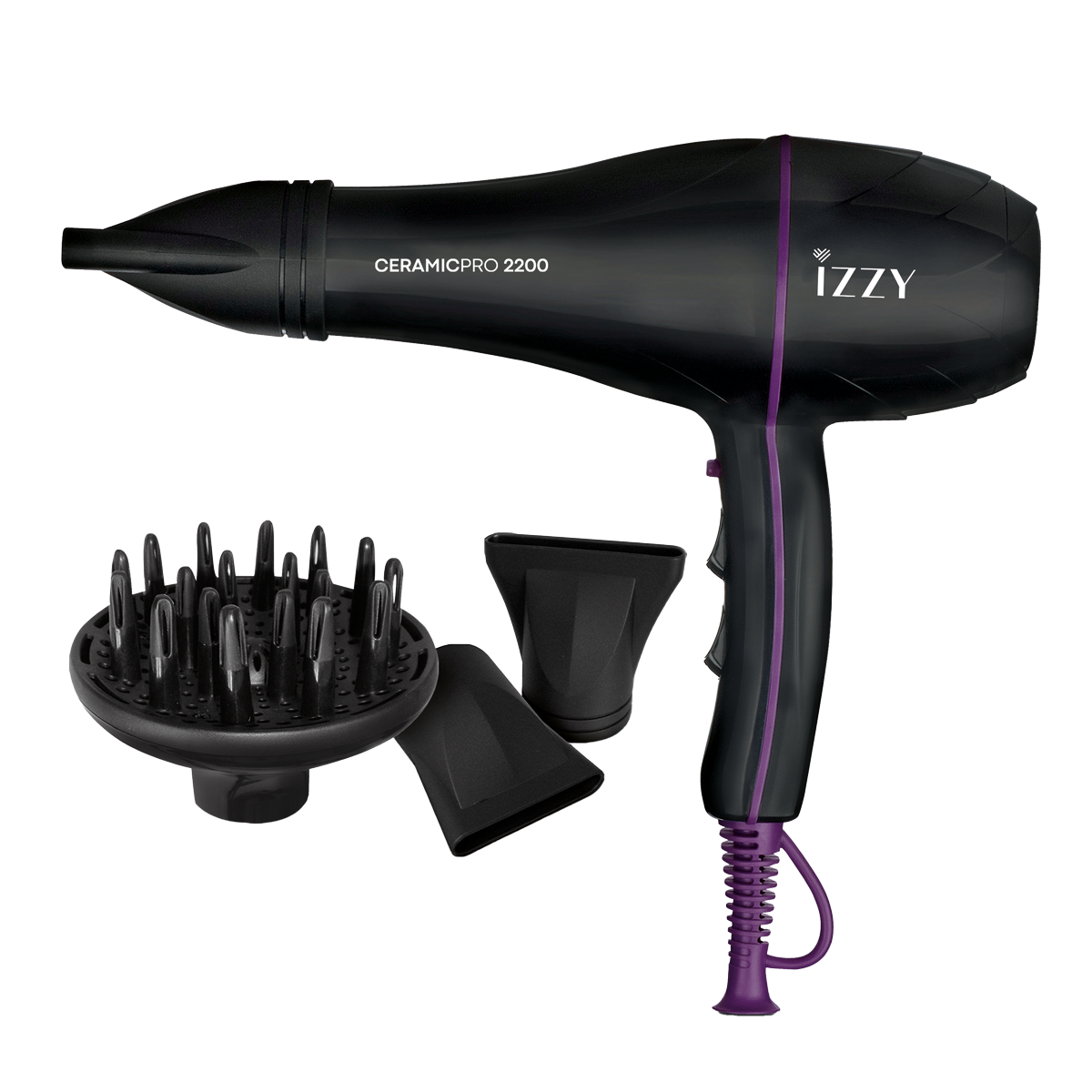 IZZY Ceramic Pro Επαγγελματικό Σεσουάρ Μαλλιών 2200W Μαύρο
