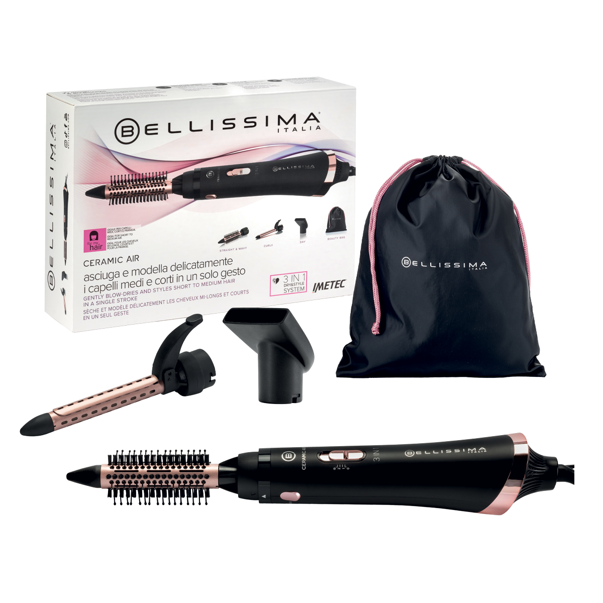 BELLISSIMA Ceramic Air Ηλεκτρική Βούρτσα 3in1 Μαύρο - 4