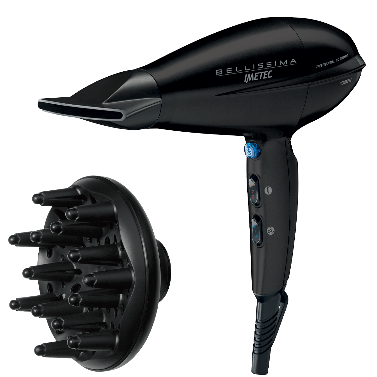 BELLISSIMA P11 2300 Επαγγελματικό Σεσουάρ Μαλλιών 2300W Μαύρο