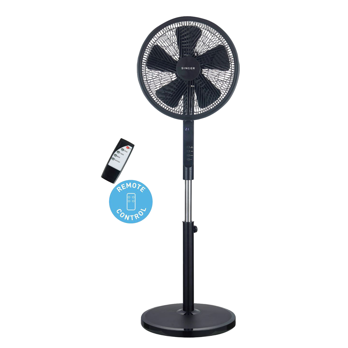 SINGER 7020/01BL Ανεμιστήρας Δαπέδου με Τηλεχειριστήριο 55W Μαύρο