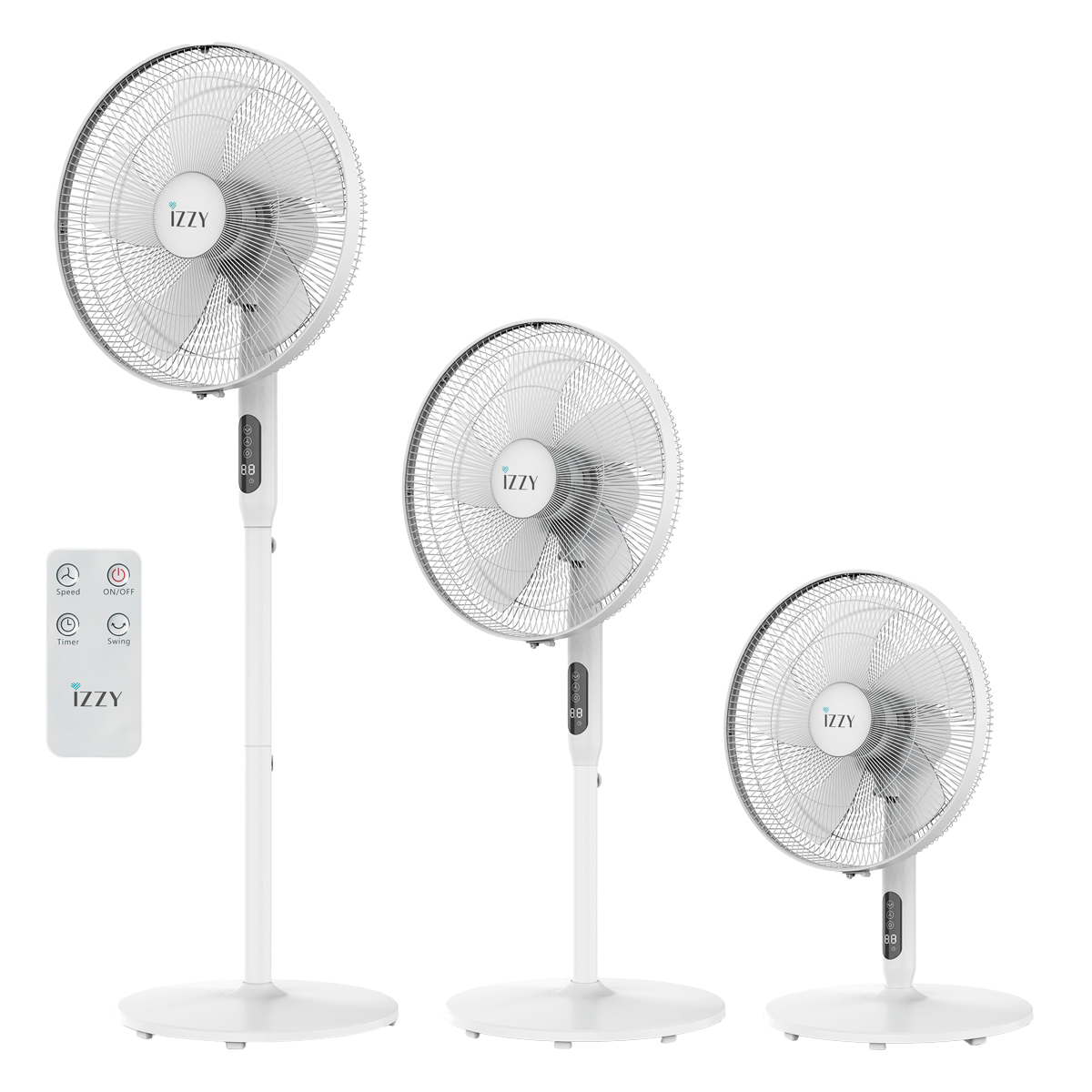 IZZY IZ-9007 Ανεμιστήρας Δαπέδου με Τηλεχειριστήριο 70W Λευκό