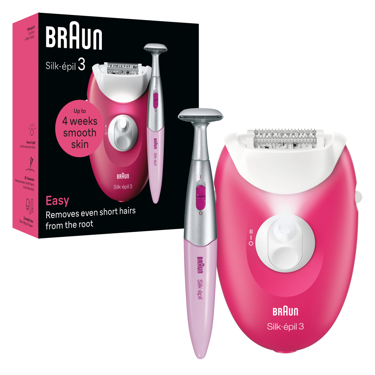 BRAUN 3-202 Silk-epil 3 Αποτριχωτική Μηχανή Ροζ
