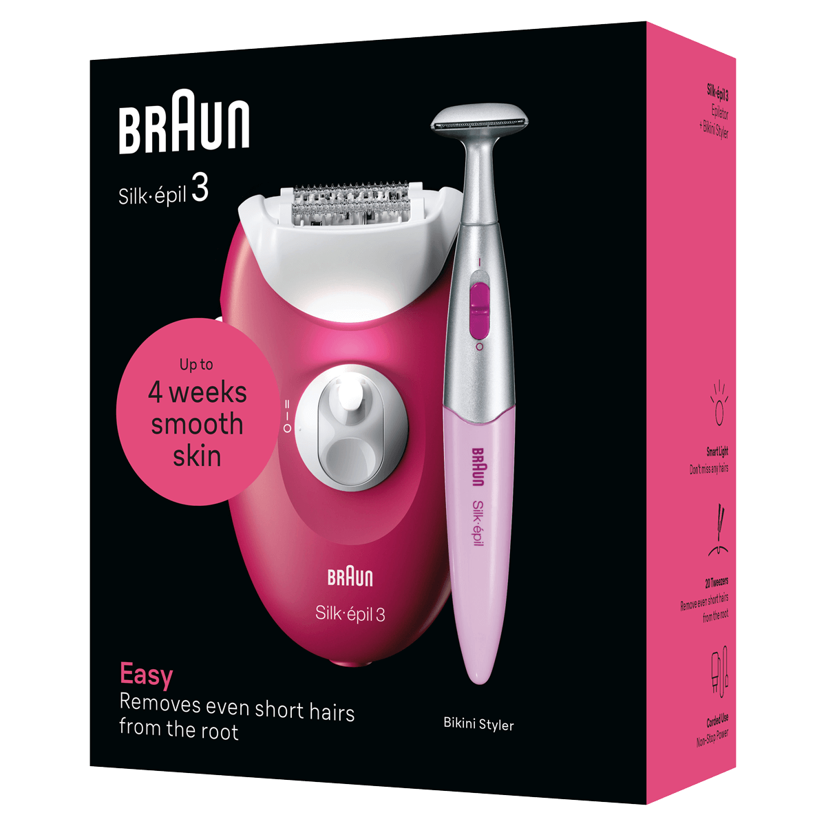 BRAUN 3-202 Silk-epil 3 Αποτριχωτική Μηχανή Ροζ - 3