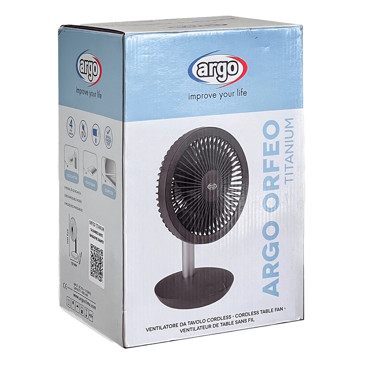 ARGO Orfeo Titanium Επιτραπέζιος Ανεμιστήρας 5W Μαύρο - 5
