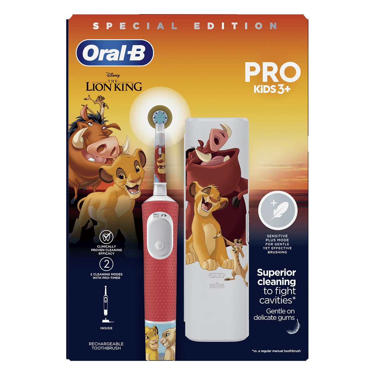 ORAL-B Vitality Pro Kids Ηλεκτρική Οδοντόβουρτσα Lion King Πορτοκαλί - 3