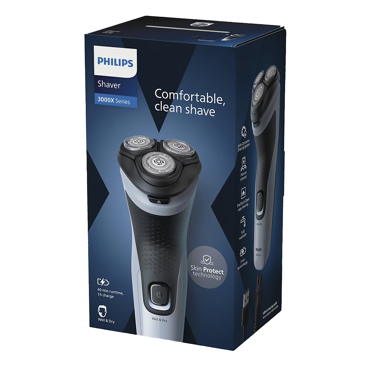 PHILIPS X3003/00 Series 3000X Ξυριστική Μηχανή Μπλε - 4