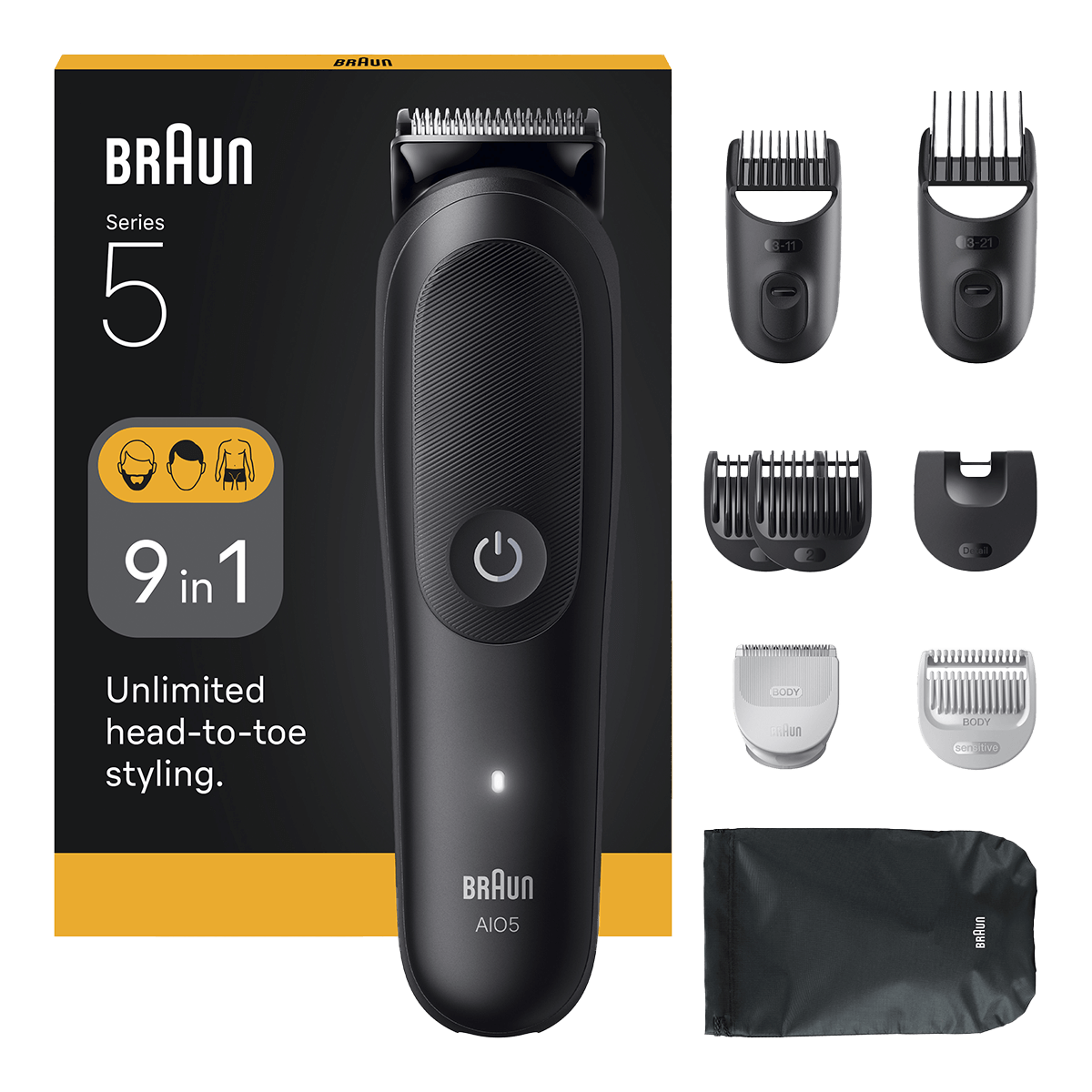 BRAUN AIO5540 Σετ Ανδρικής Περιποίησης All-in-One Series 5 9 σε 1 Black