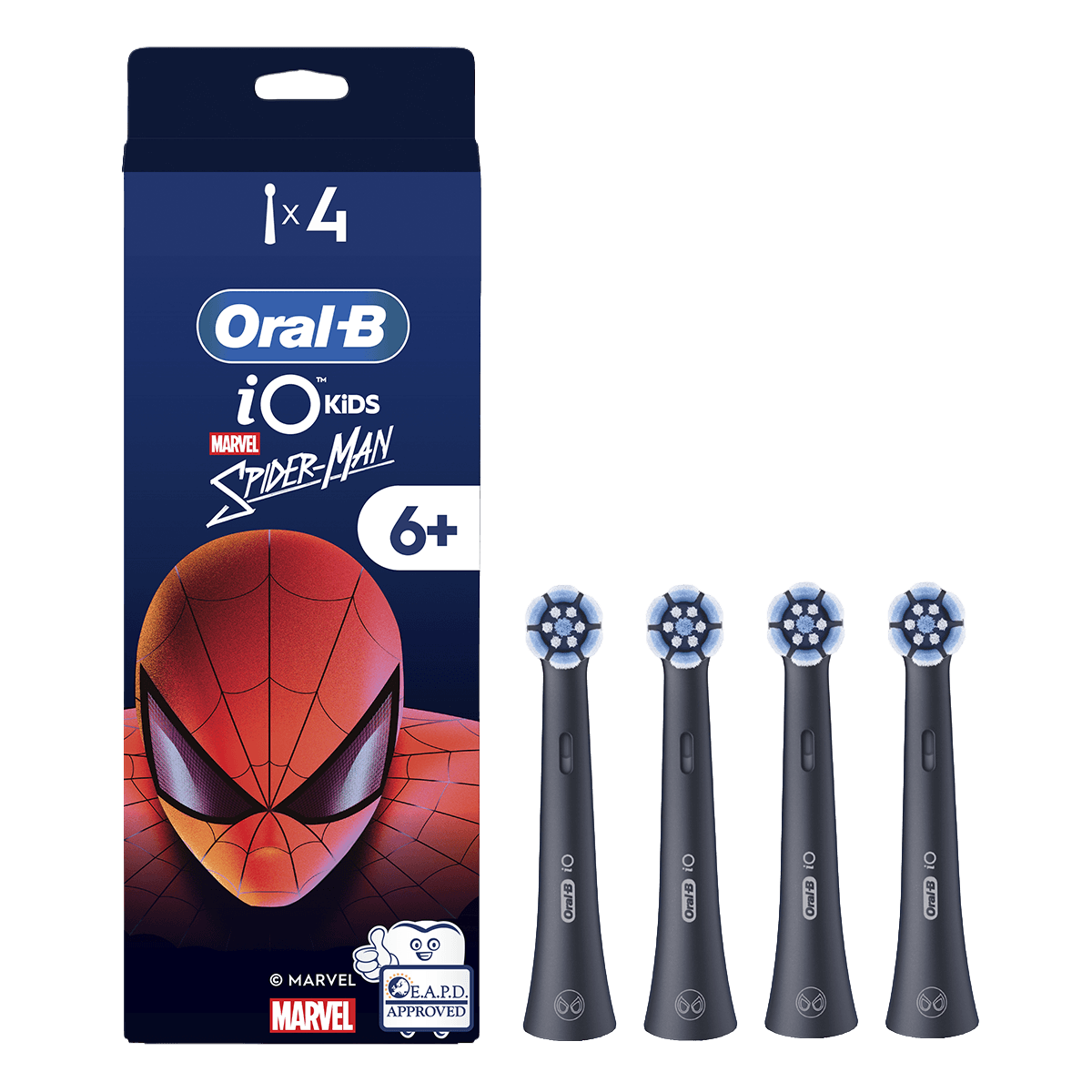 ORAL-B iO Kids Series Gentle Care Spiderman Ανταλλακτικές Κεφαλές 4τμχ Μαύρο