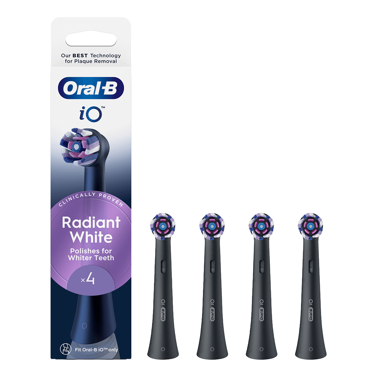 ORAL-B iO Radiant Ανταλλακτικές Κεφαλές 4τμχ Μαύρο