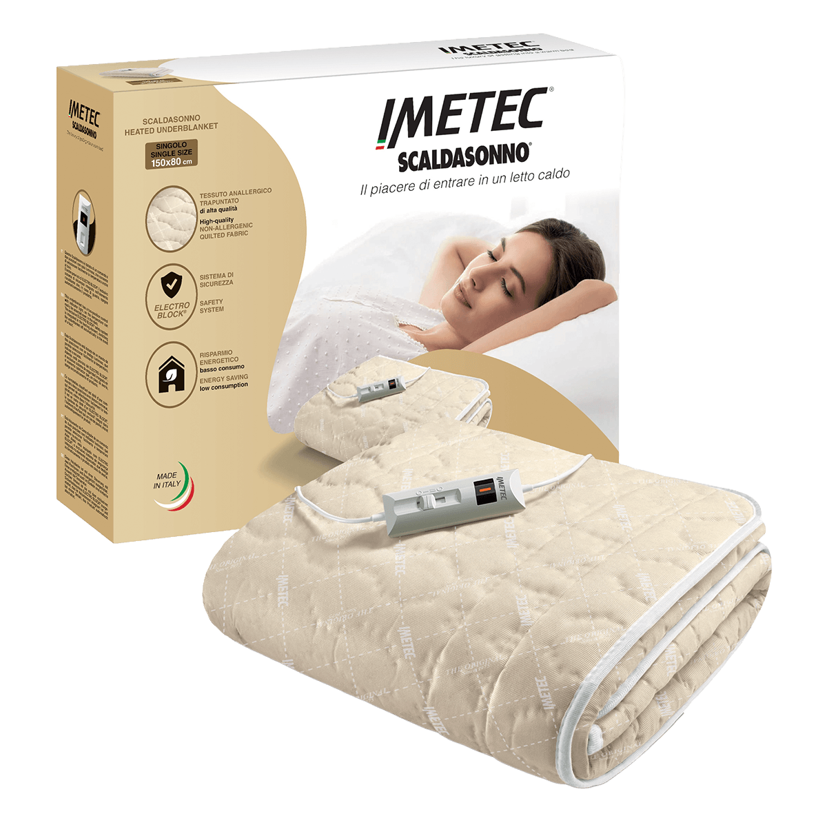 IMETEC Scaldasonno Μονό Θερμαινόμενο Υπόστρωμα 150x80cm Μπεζ - 2