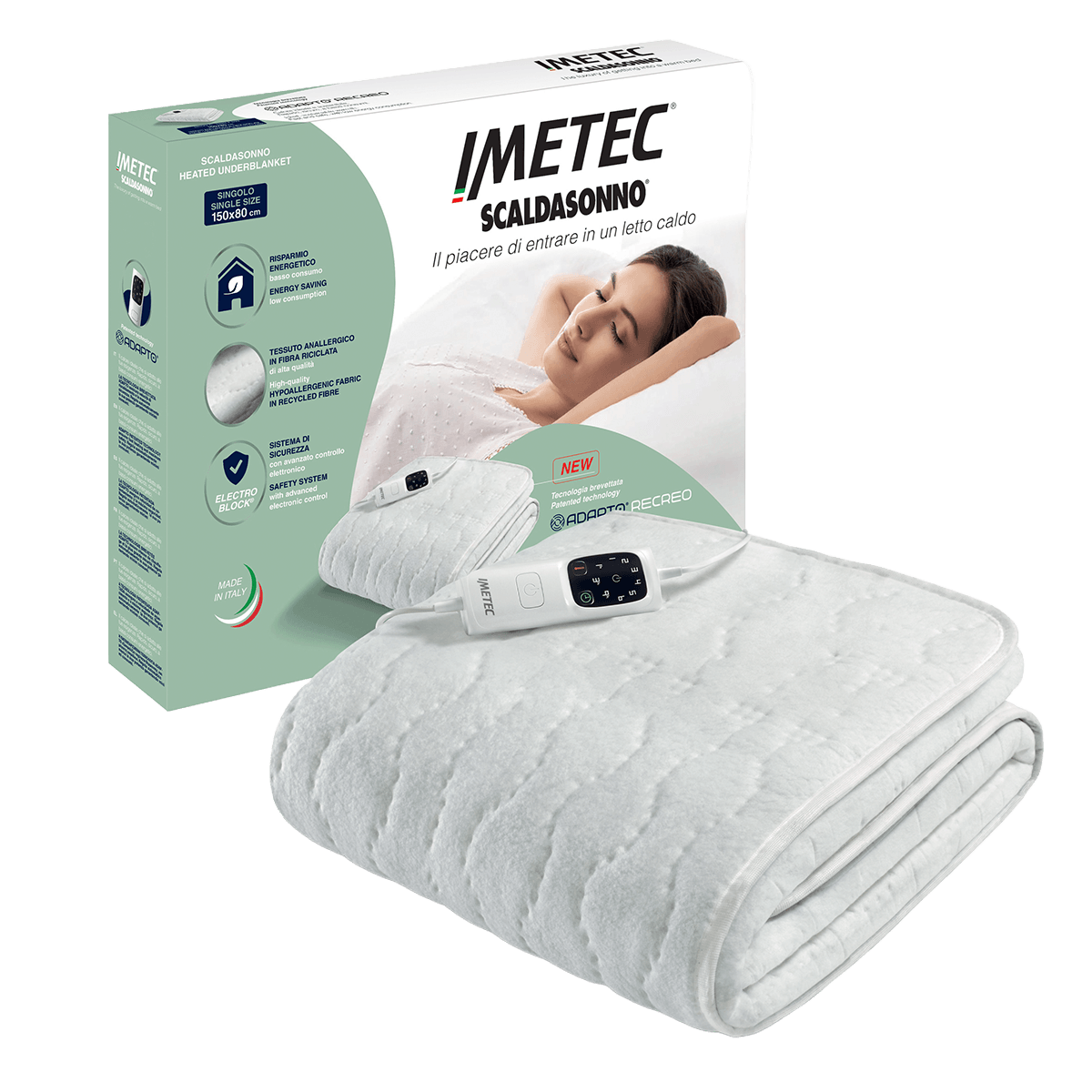 IMETEC Scaldasonno Adapto Recreo Μονό Θερμαινόμενο Υπόστρωμα 150x80cm Λευκό - 2