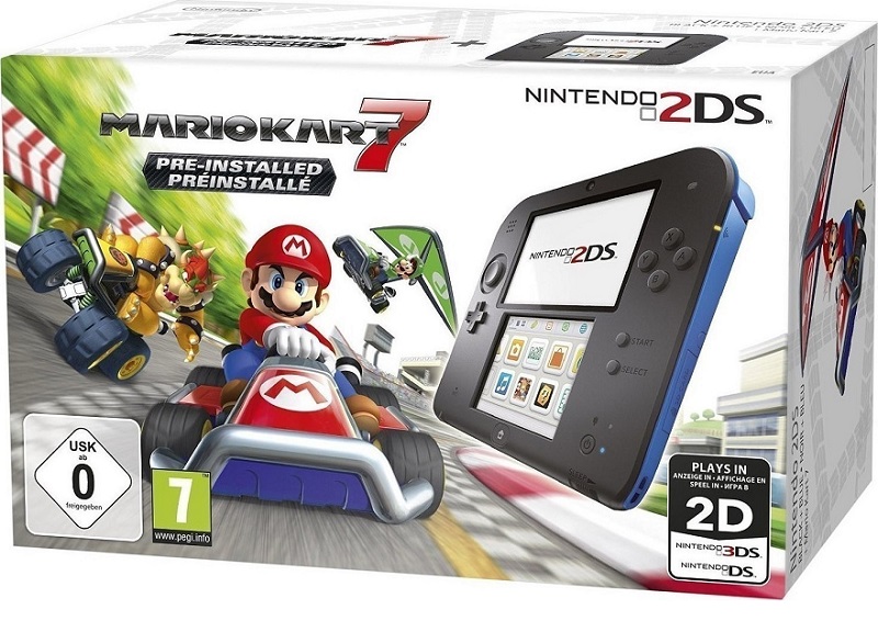 Nintendo 2DS Black & Blue+Mario Kart 7