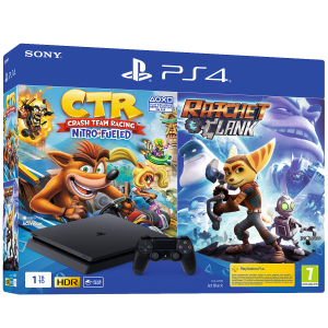 PS4 Slim 1ΤΒ + Crash Team Racing Nitro-Fueled + Ratchet & Clank
