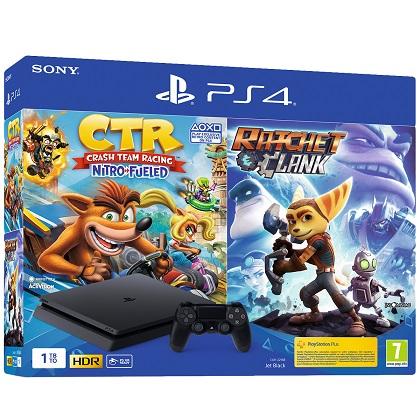 PS4 Slim 1ΤΒ + Crash Team Racing Nitro-Fueled + Ratchet & Clank