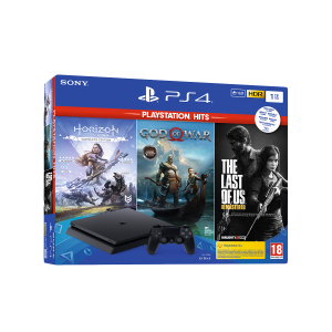PS4 1TB + 3 PlayStation Hits Games (God of War + Horizon Zero Dawn Complete Edition + The Last of Us Remastered)
