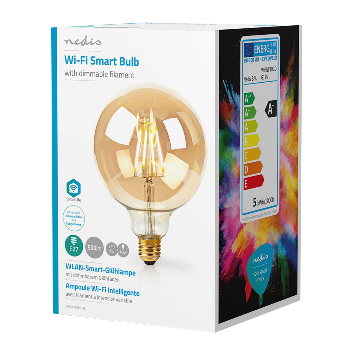 NEDIS έξυπνος λαμπτήρας LED E27 G125 Filament Retro Wi-Fi - 2