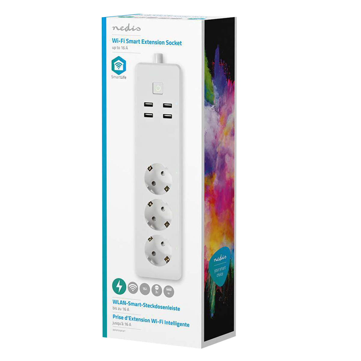 NEDIS έξυπνο πολύπριζο 3 θέσεων και 4 θυρών USB Wi-Fi - 3