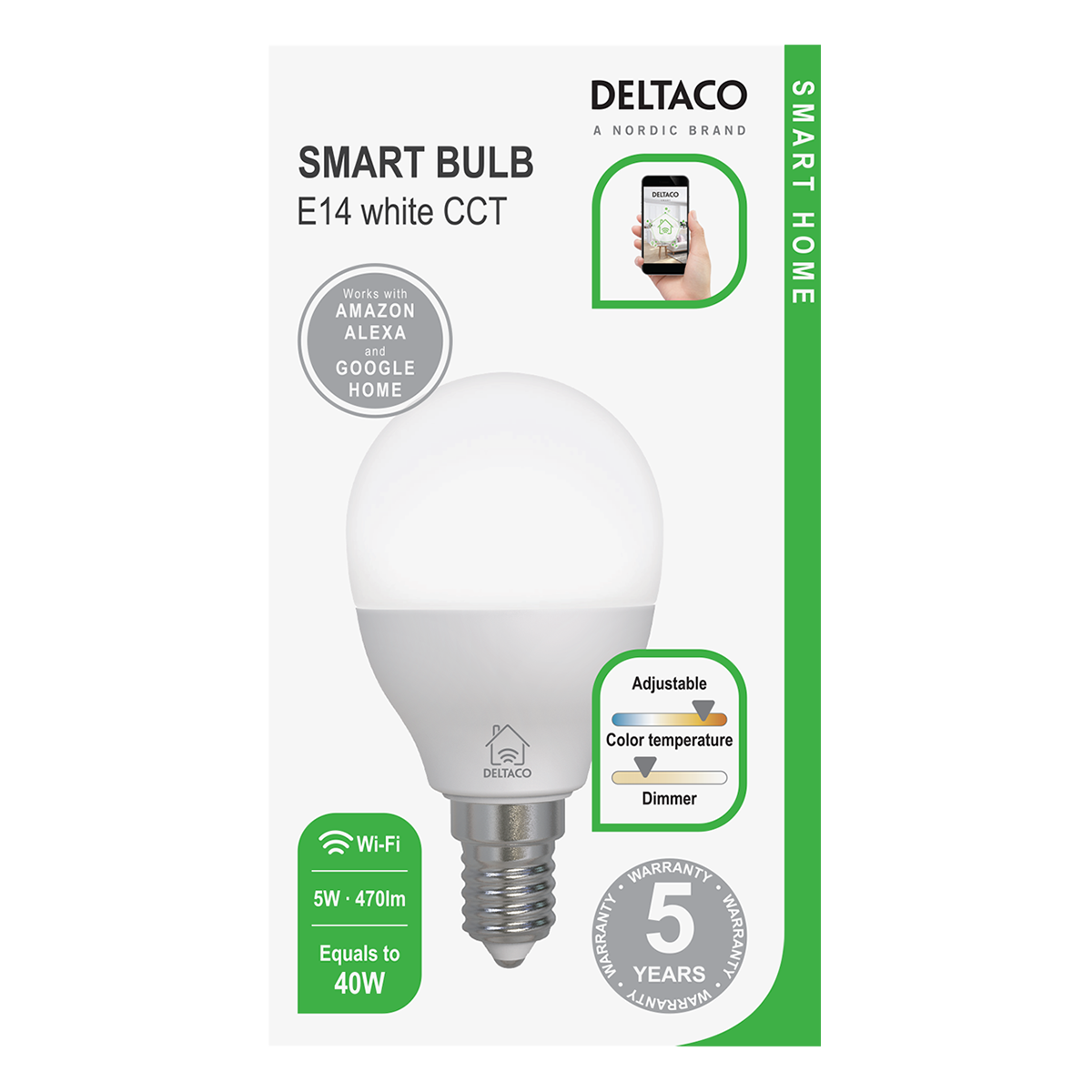 Έξυπνος Λαμπτήρας DELTACO LED E14 SH-LE14G45W Wi-Fi - 3