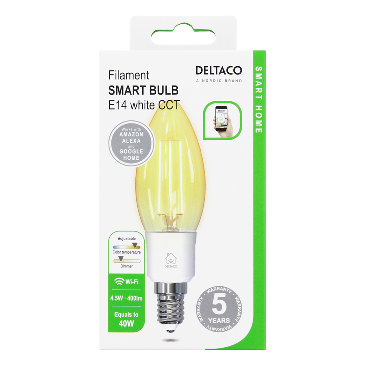 Έξυπνος Λαμπτήρας DELTACO Smart Filament Led E14 4.5W - 2