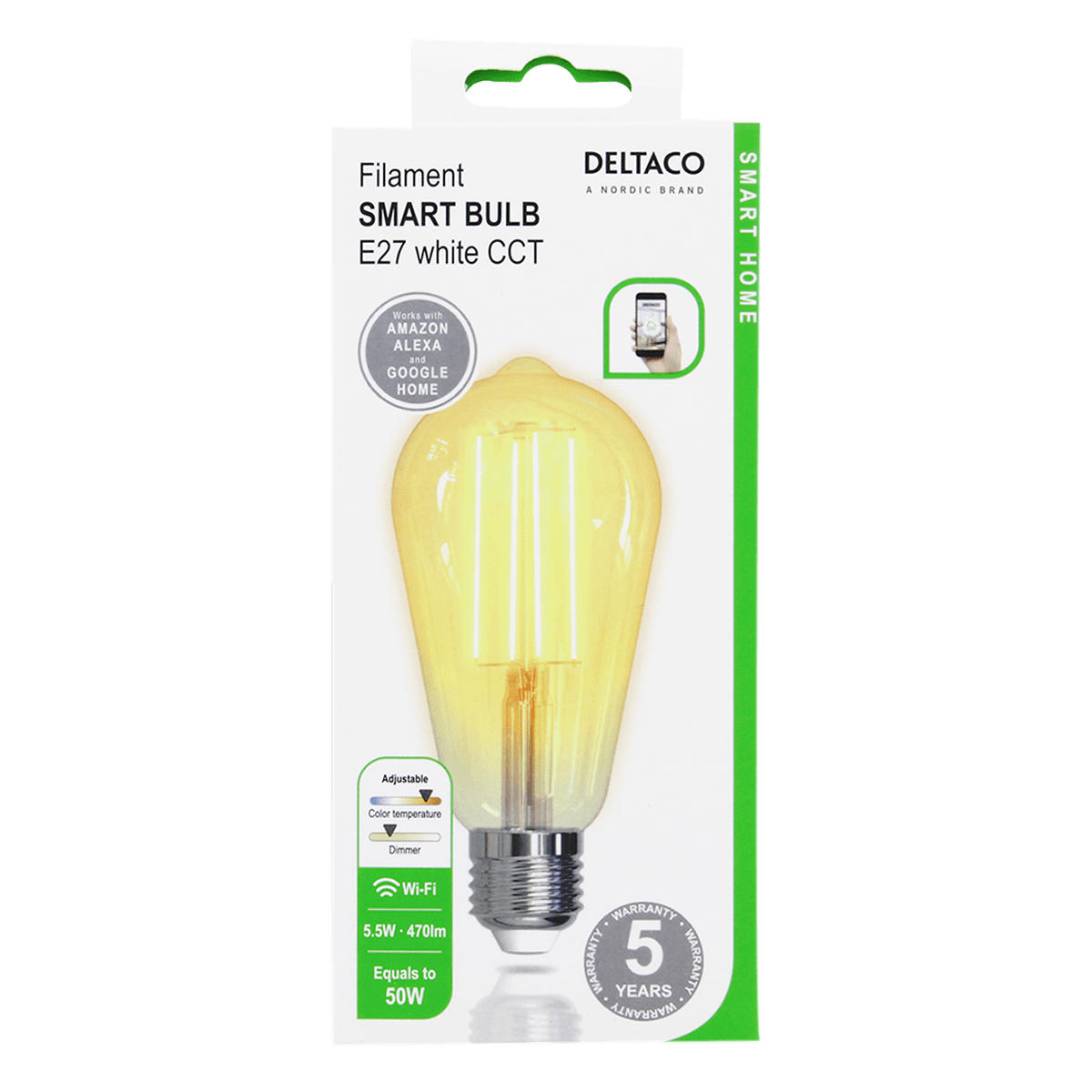 Έξυπνος Λαμπτήρας DELTACO LED E27 SH-LFE27ST64 Filament - 2