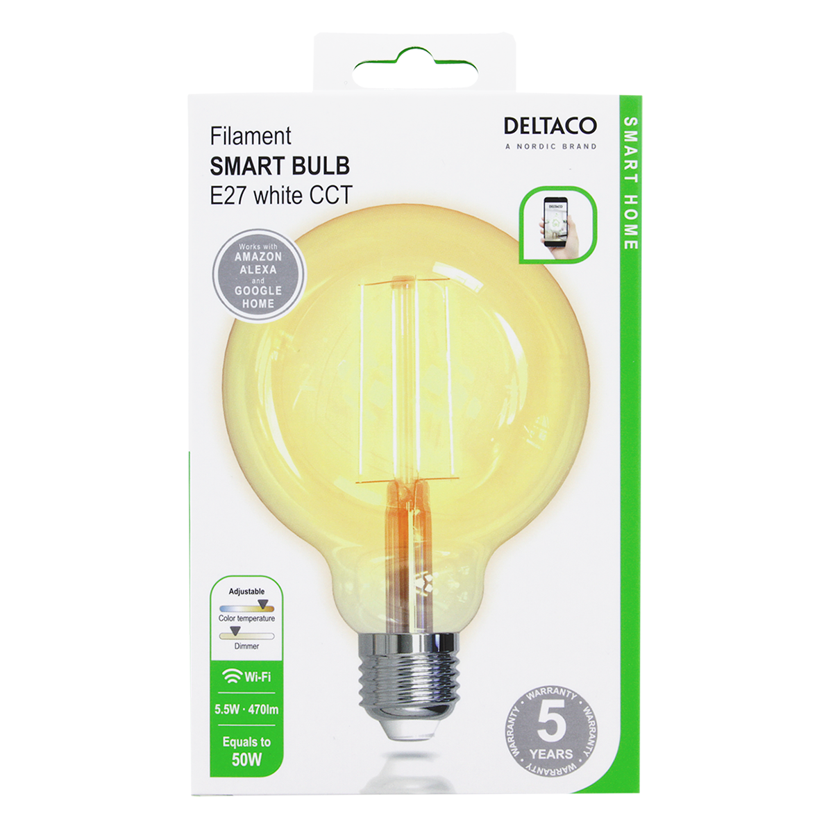 Έξυπνος Λαμπτήρας DELTACO LED E27 SH-LFE27G95 Filament - 2