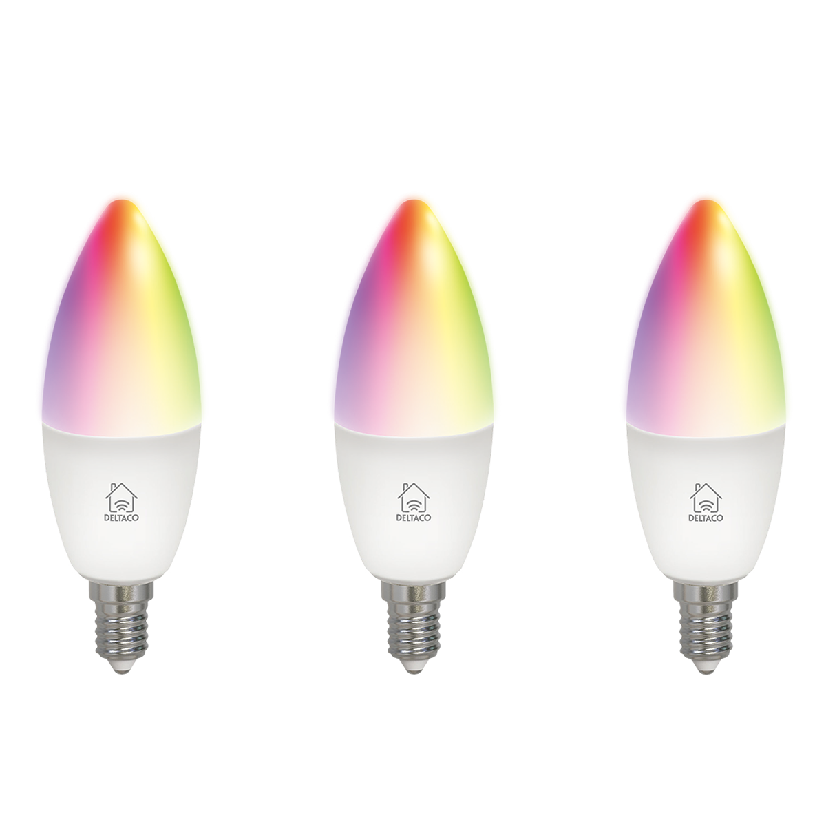 Έξυπνος Λαμπτήρας DELTACO LED E14 Candle Wi-Fi RGB 5W (3 Τεμάχια)