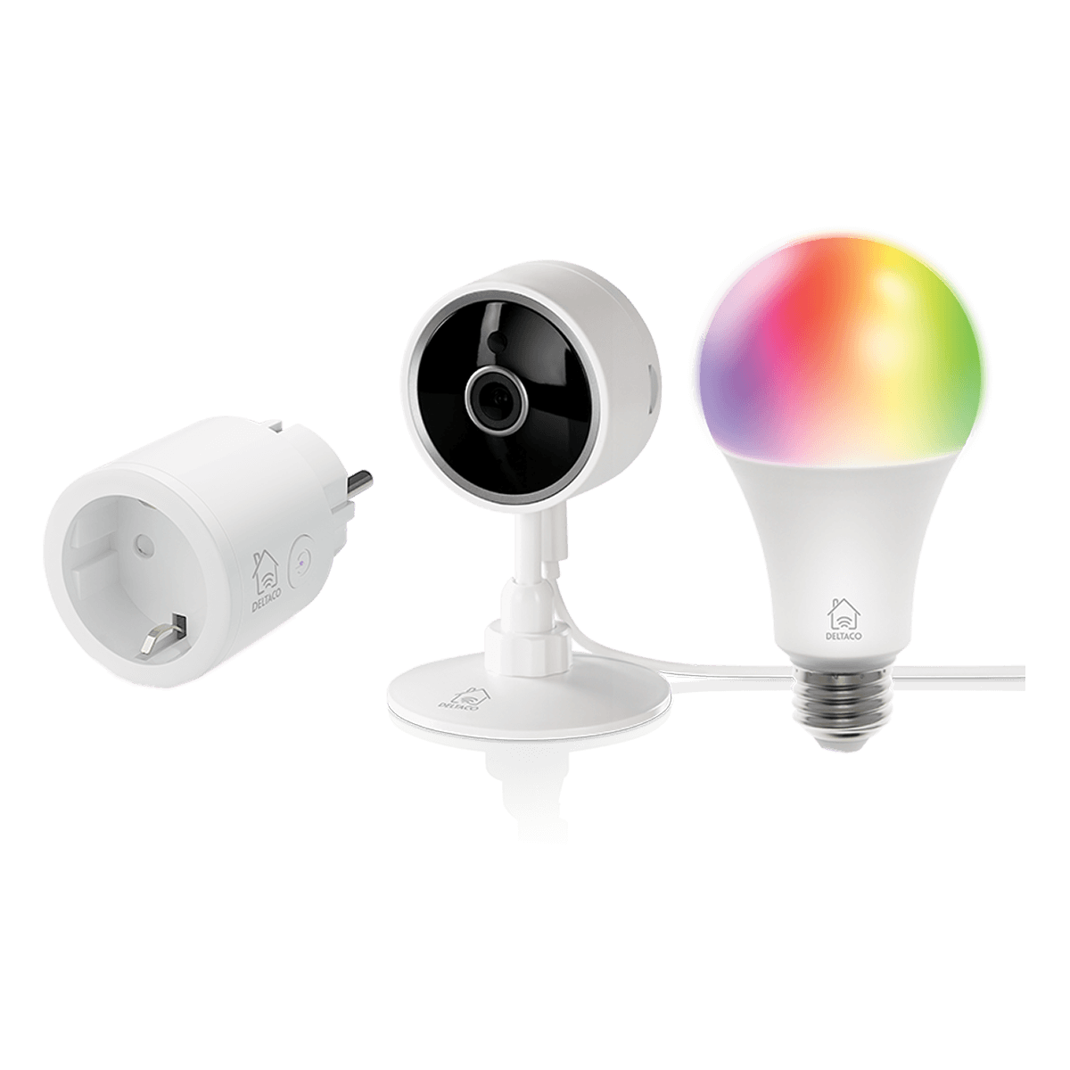 Πακέτο DELTACO Smart Indoor Camera SH-IPC05 + Έξυπνος Λαμπτήρας LED DELTACO E27 9W + Έξυπνη Πρίζα με Χρονοδιακόπτη