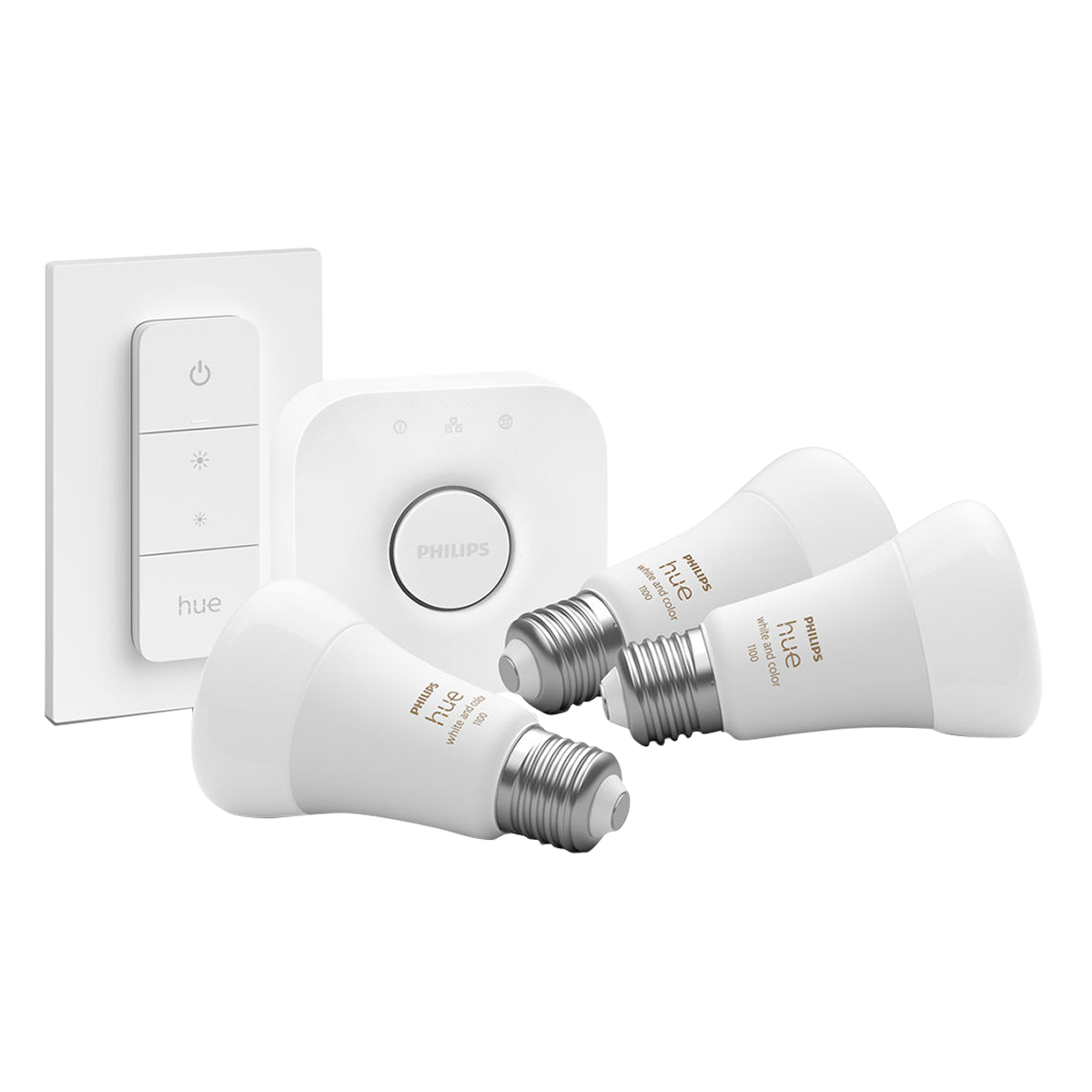 PHILIPS Hue White & Color Ambiance Σετ με 3 Έξυπνους Λαμπτήρες 9W A60 E27 + Philips Hue Bridge + Διακόπτης Dimmer