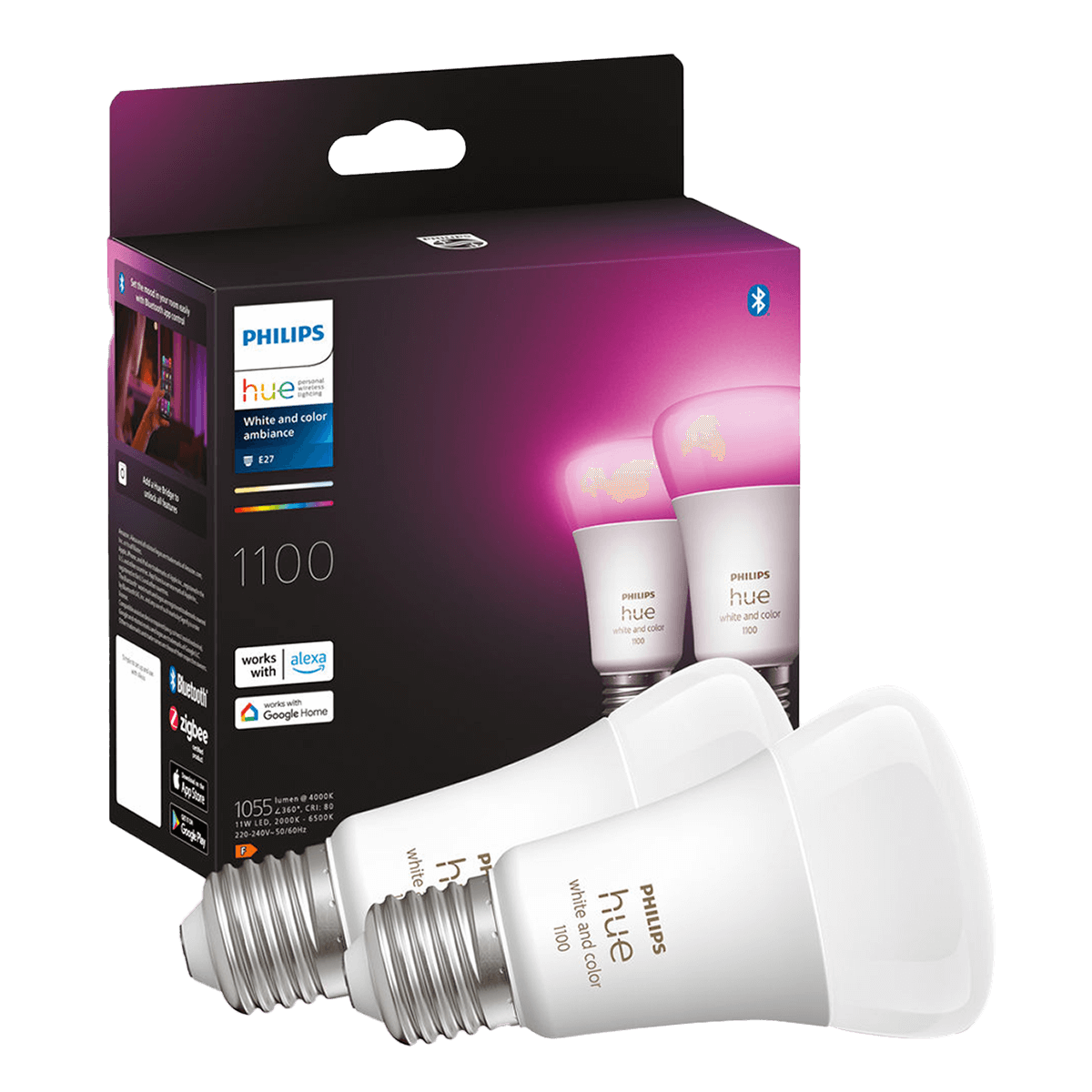 PHILIPS Hue White & Color Ambiance έξυπνος λαμπτήρας E27 A60 9W (2 Τεμάχια)
