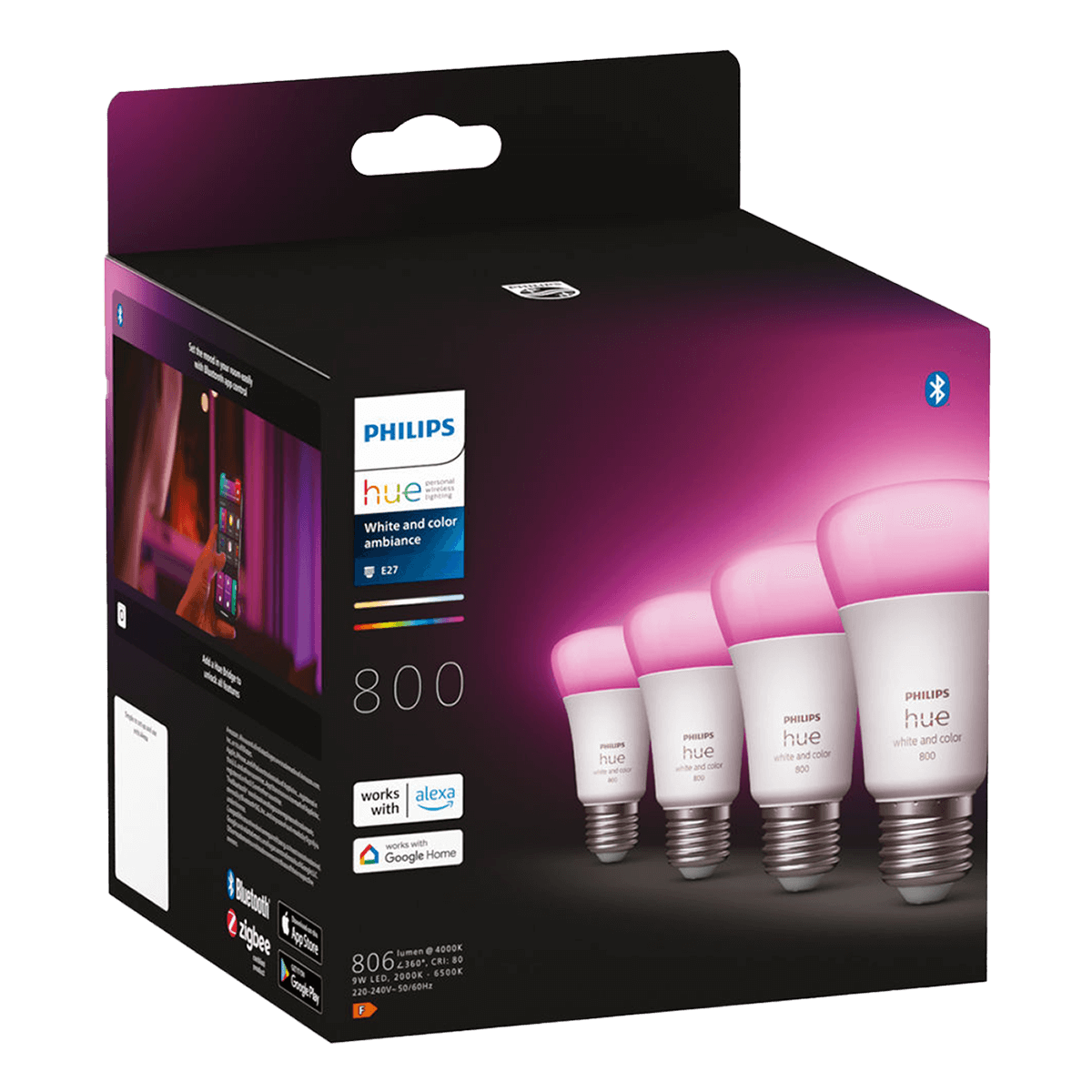 PHILIPS Hue White & Color Ambiance Έξυπνος Λαμπτήρας E27 A60 6.5W (4 Τεμάχια) - 3