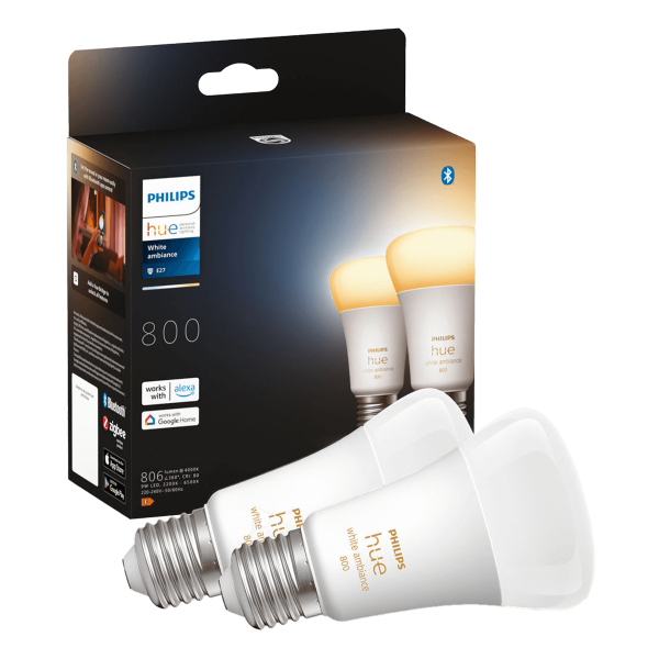 PHILIPS Hue White Ambiance Έξυπνος Λαμπτήρας 6W A60 E27 (2 Τεμάχια)