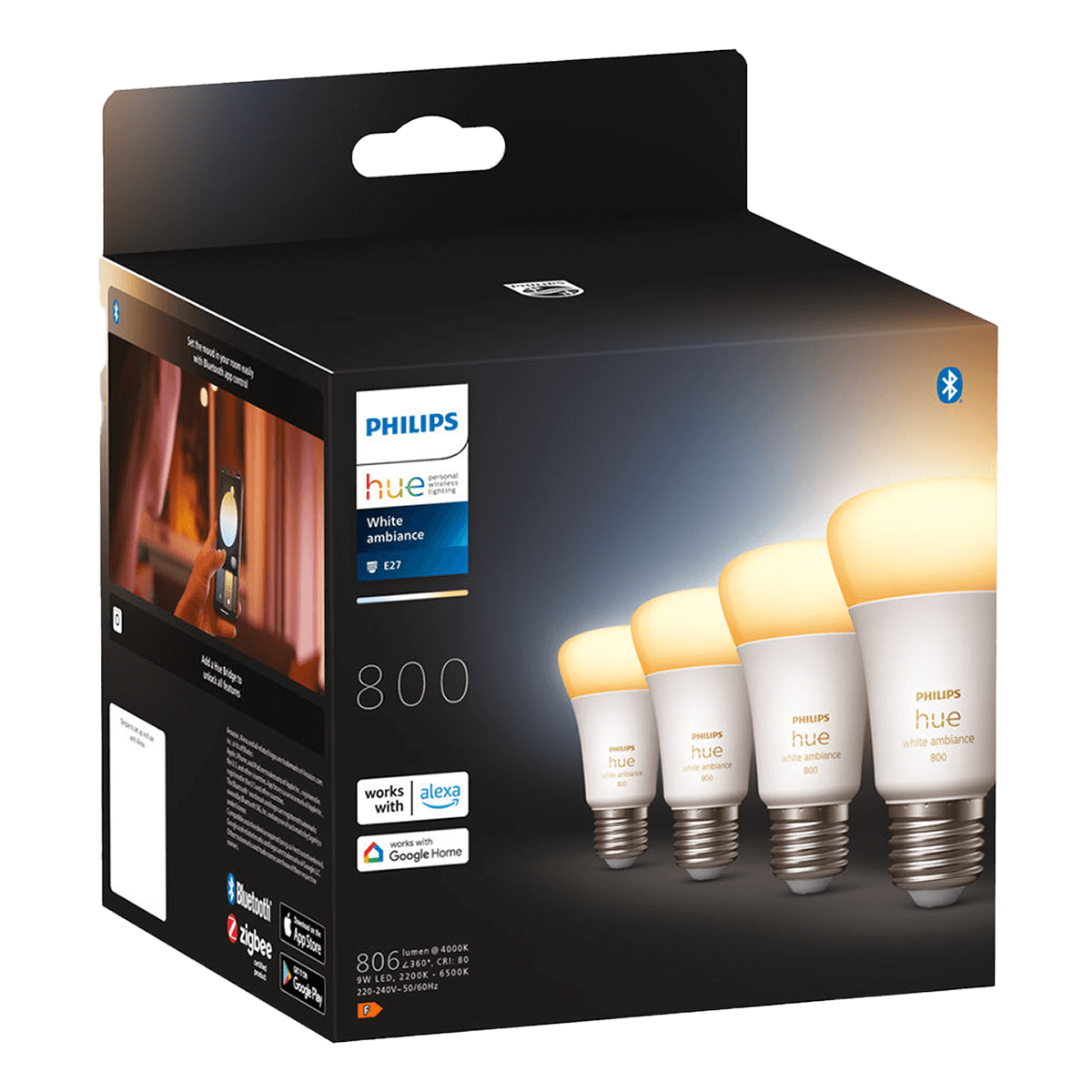 PHILIPS Hue White Ambiance Έξυπνος Λαμπτήρας 6W A60 E27 (4 Τεμάχια) - 4