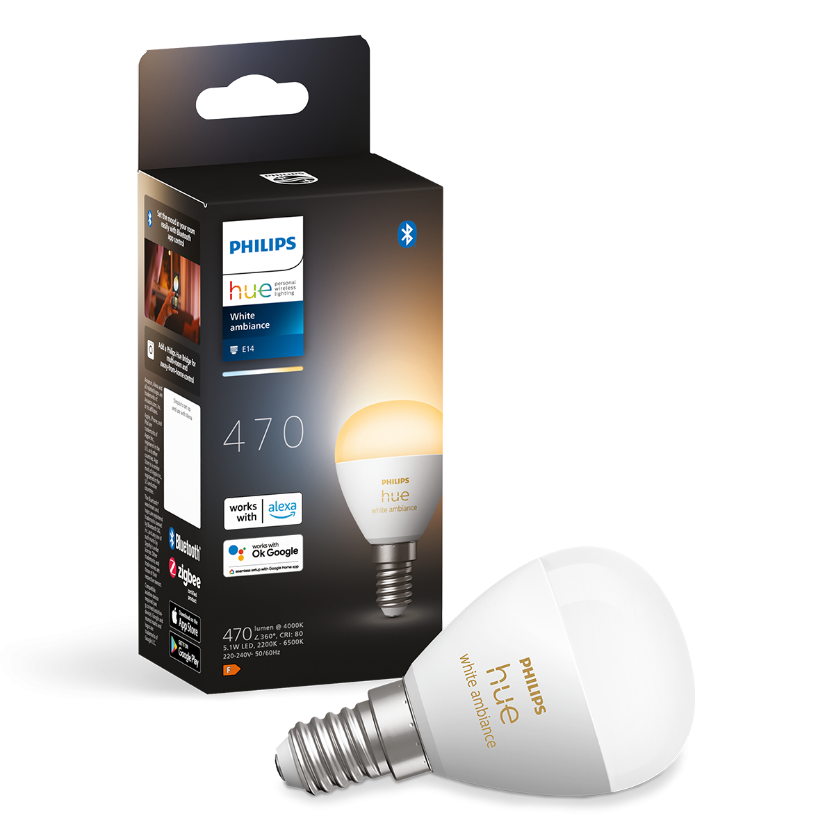PHILIPS Hue White Έξυπνος Λαμπτήρας Luster 5.1W E14
