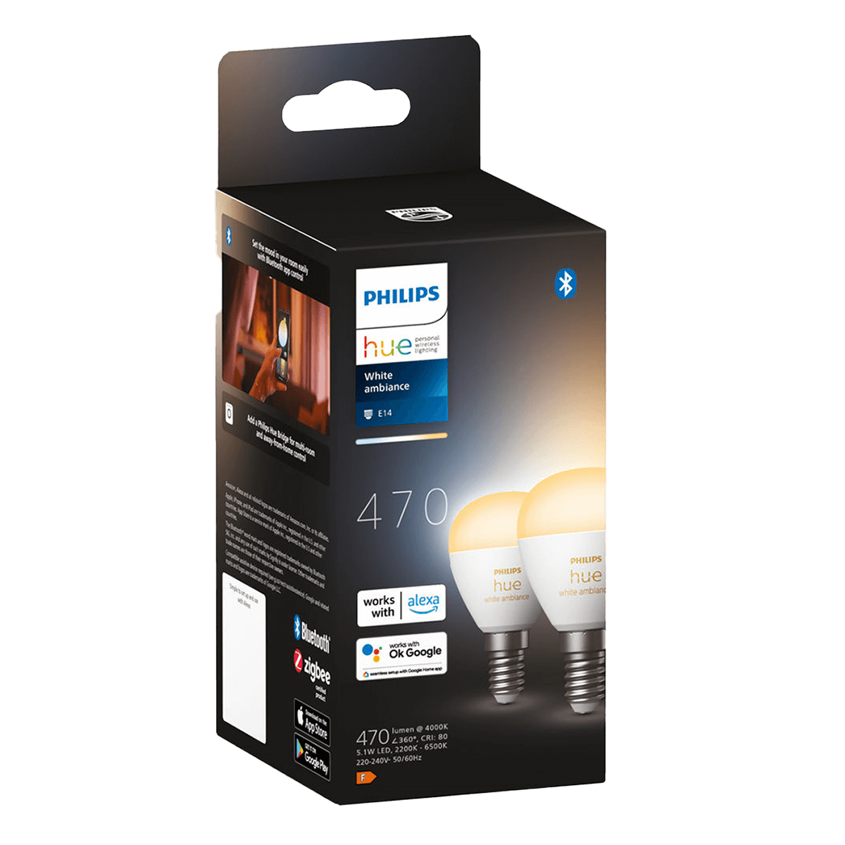PHILIPS Hue White Έξυπνος Λαμπτήρας Luster 5.1W E14 (2 Τεμάχια) - 4