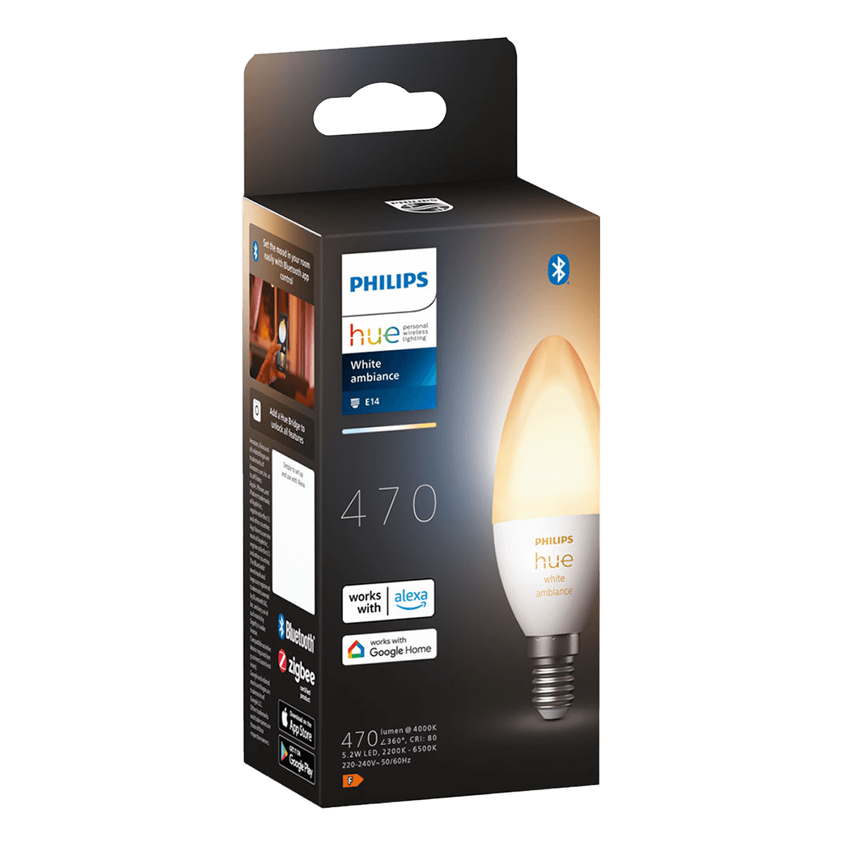 PHILIPS Hue White Ambiance Έξυπνος Λαμπτήρας E14 B39 5.2W - 4