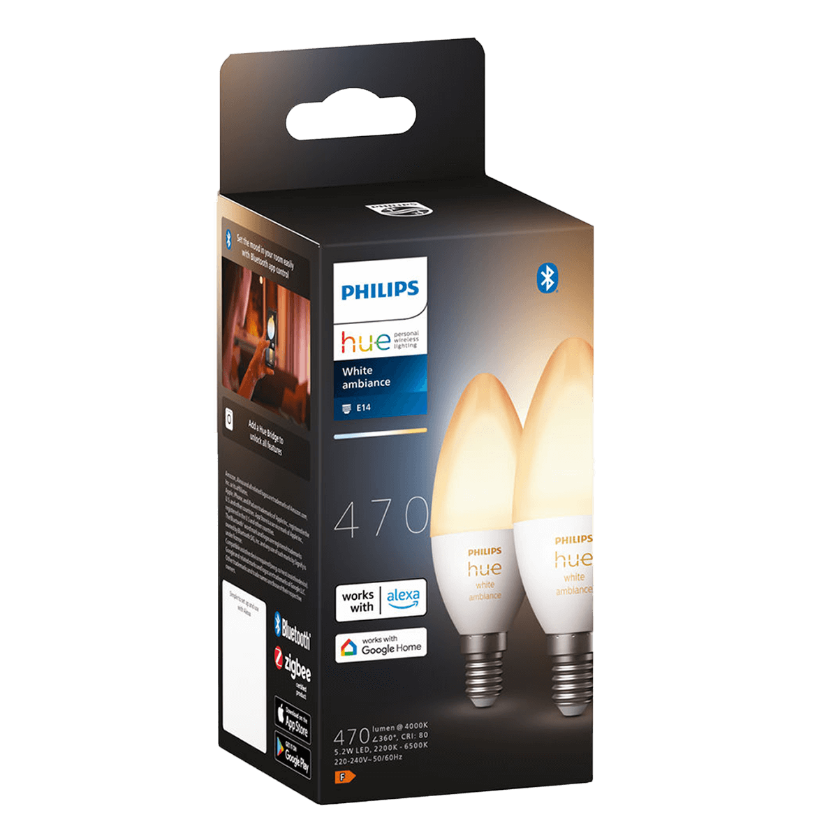 PHILIPS Hue White Ambiance Έξυπνος Λαμπτήρας E14 B39 5.2W (2 Τεμάχια) - 4