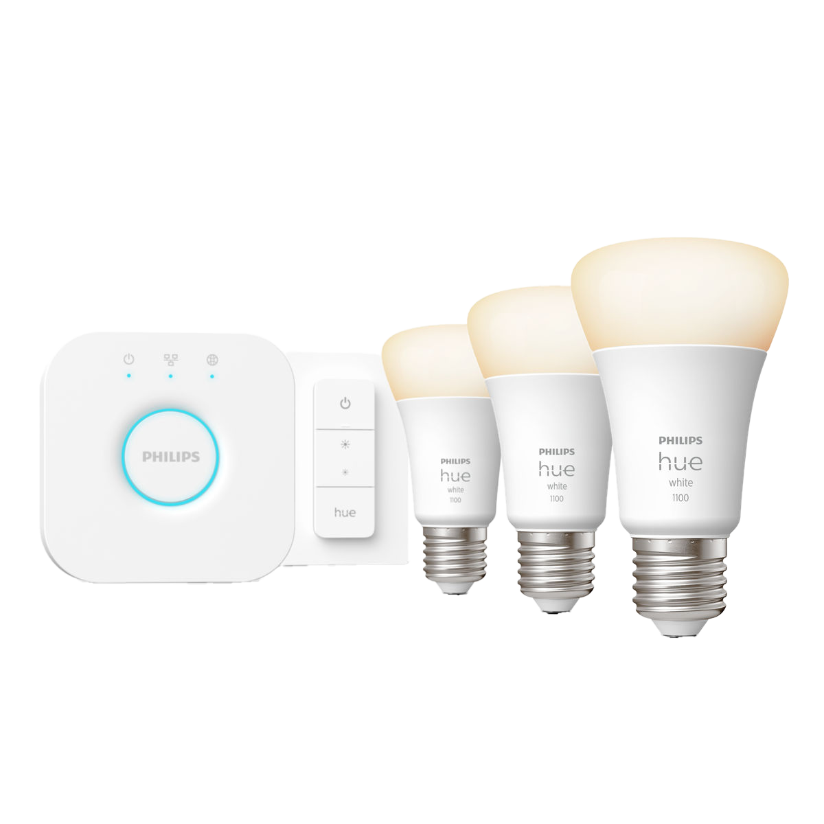 PHILIPS Hue White Σετ με 3 Έξυπνους Λαμπτήρες 9.5W A60 E27 + Philips Hue Bridge + Διακόπτης Dimmer - 2