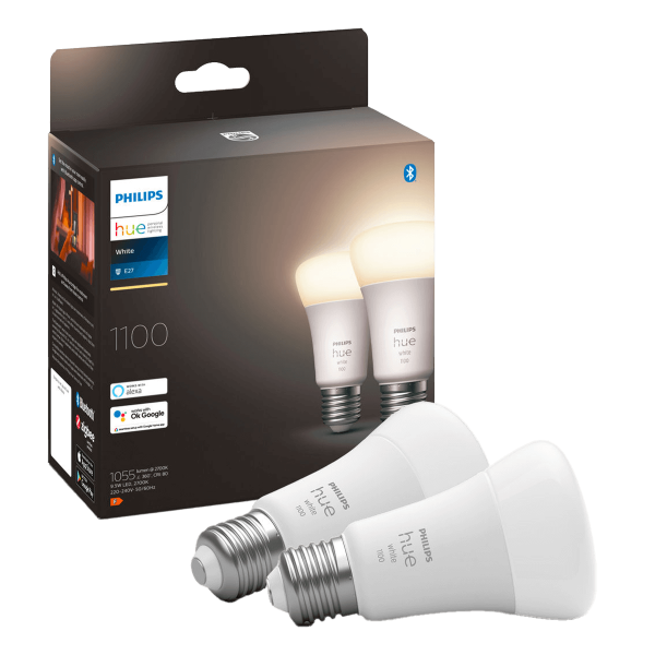 PHILIPS Hue White Έξυπνος Λαμπτήρας 9.5W A60 E27 (2 Τεμάχια)